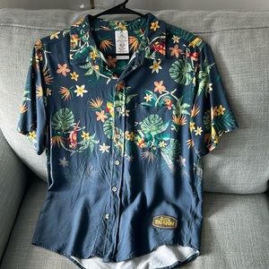 Walt Disney enchanted tiki room short sleeve button down short sleeve shirt